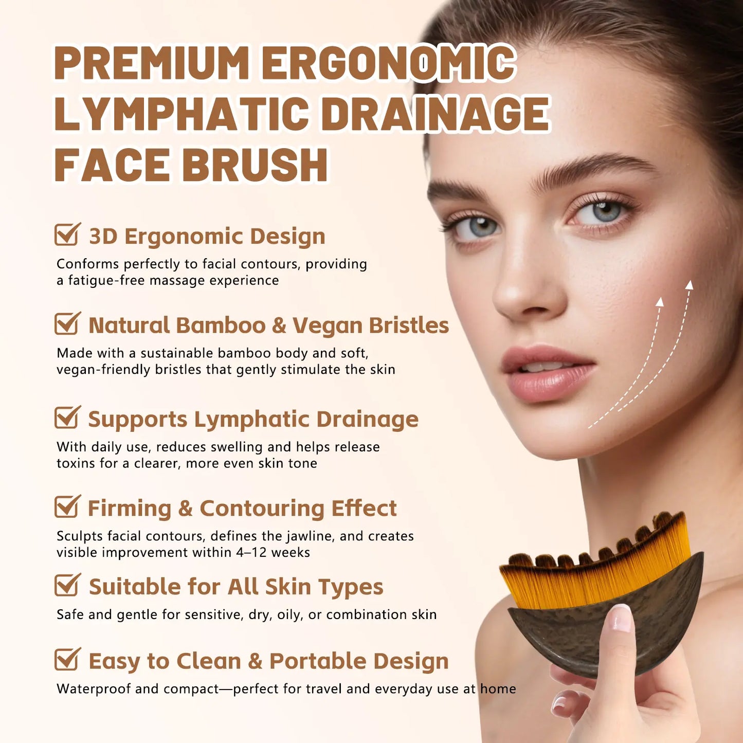 Summervibes Lymphatic Contour Face Brush Gua Sha & Facial Roller Set 4-In-1 Gua Sha Massage Comb for Jawline Sculpting Tension Relief Lymphatic Drainage Anti-Aging Tools for Face Neck Body Daily Firming Unisex Gift