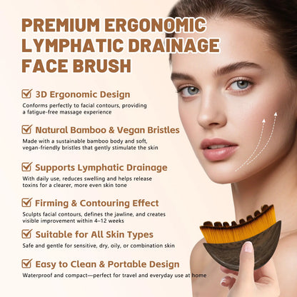 Summervibes Lymphatic Contour Face Brush Gua Sha & Facial Roller Set 4-In-1 Gua Sha Massage Comb for Jawline Sculpting Tension Relief Lymphatic Drainage Anti-Aging Tools for Face Neck Body Daily Firming Unisex Gift