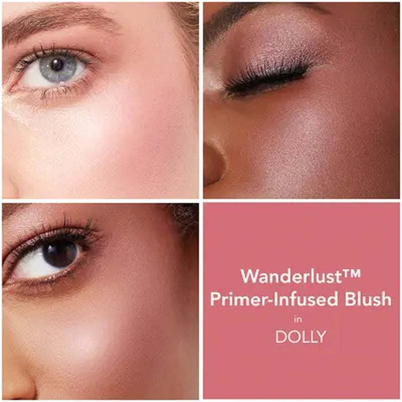 BUXOM Wanderlust Primer-Infused Blush - Blendable, Hyaluronic-Infused, Powder Blush, Luminous Finish, All Skin Types and Textures