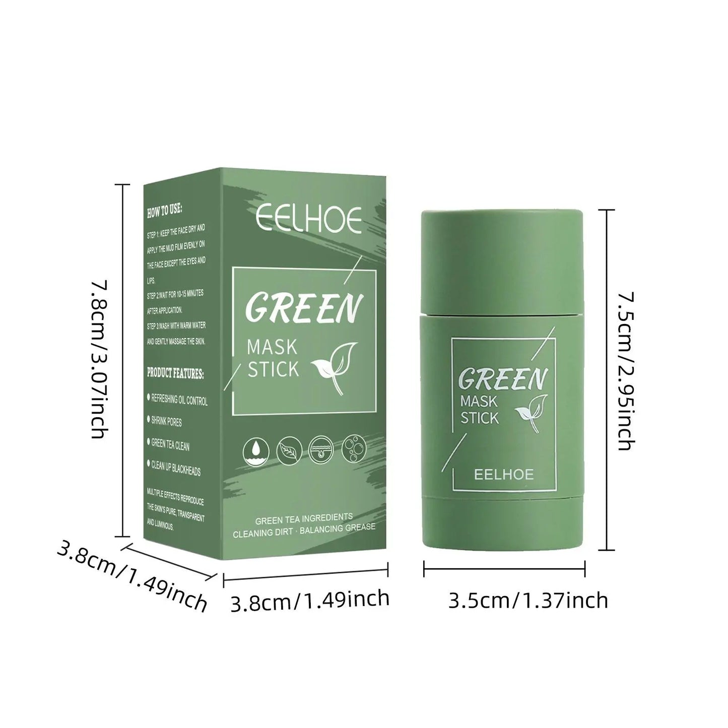 Green Tea Facial Mask Stick, Summer Moisturizing Face Mask Balm, Hydrating Face Mask Stick for Women & Men