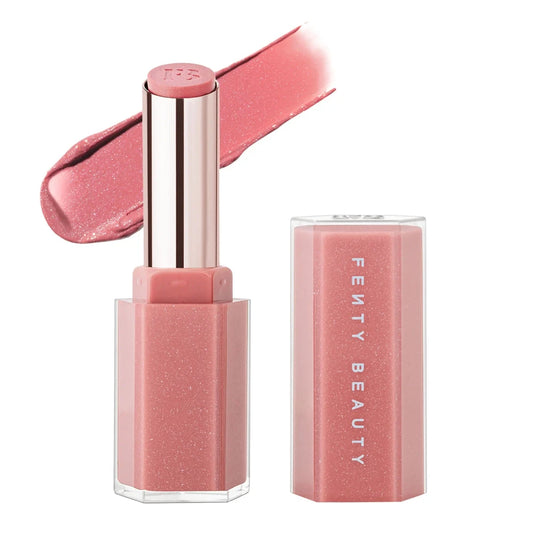 Fenty Beauty Gloss Bomb Stix High-Shine Lip Gloss Stick — Shimmering Fu$$Y — Dusty Pink Glitter Shimmer Shade — Glossy Lipstick