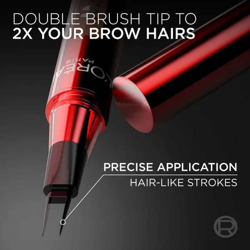 Faux Brow, Hair-Like, Filling Eyebrow Pen with Double-Brush Tip, Fast & Precise Eyebrow Makeup, L'Oreal Paris