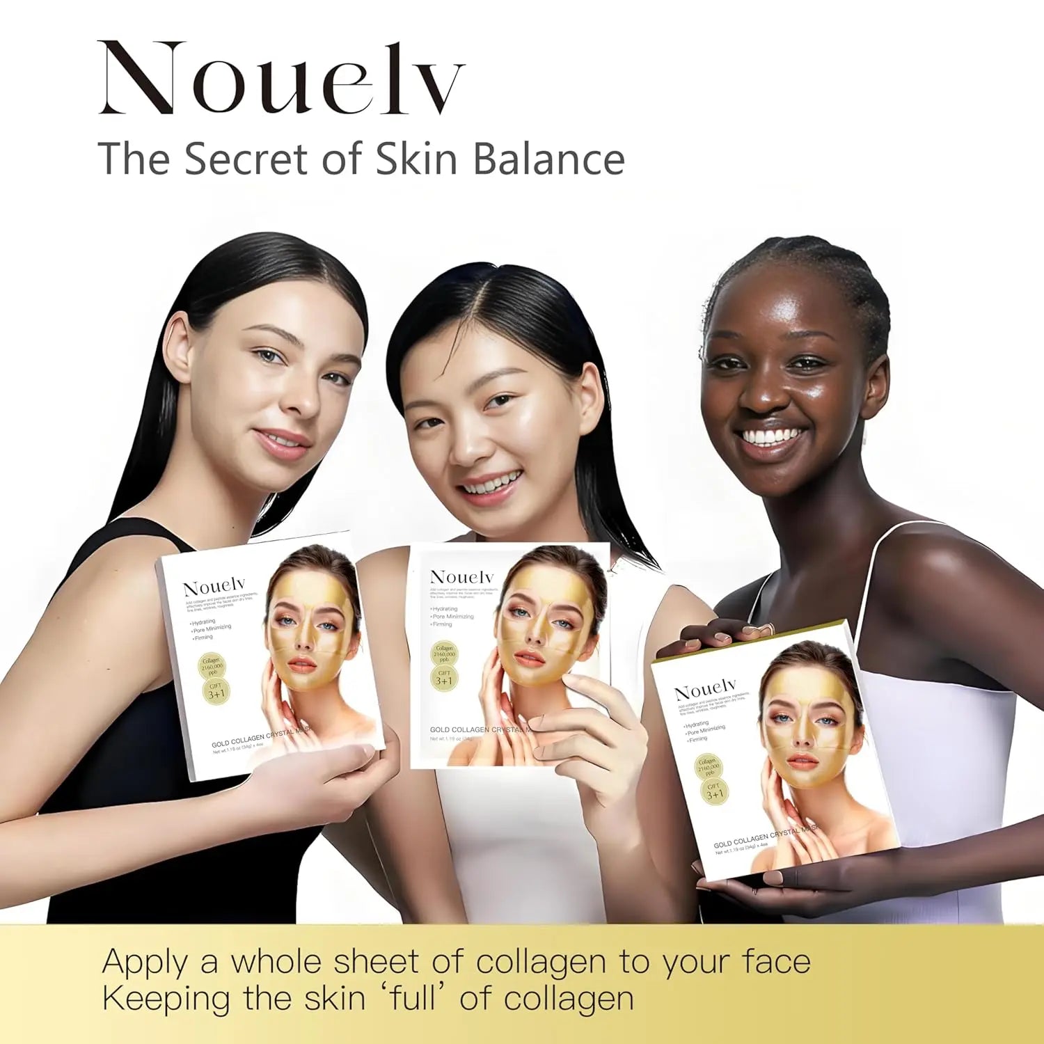 24K Gold Bio Collagen Face Mask, Hydrating Bio Collagen Mask Overnight Collagen Mask Hydrating Collagen Real Deep Mask Skin (34G X4Ea)