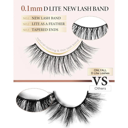 Natural Lashes Wispy Lashes Natural Look False Eyelashes Natural Flared Eyelashes False Eye Lashes Soft Fluffy Lashes 7 Pairs D-K06, Black