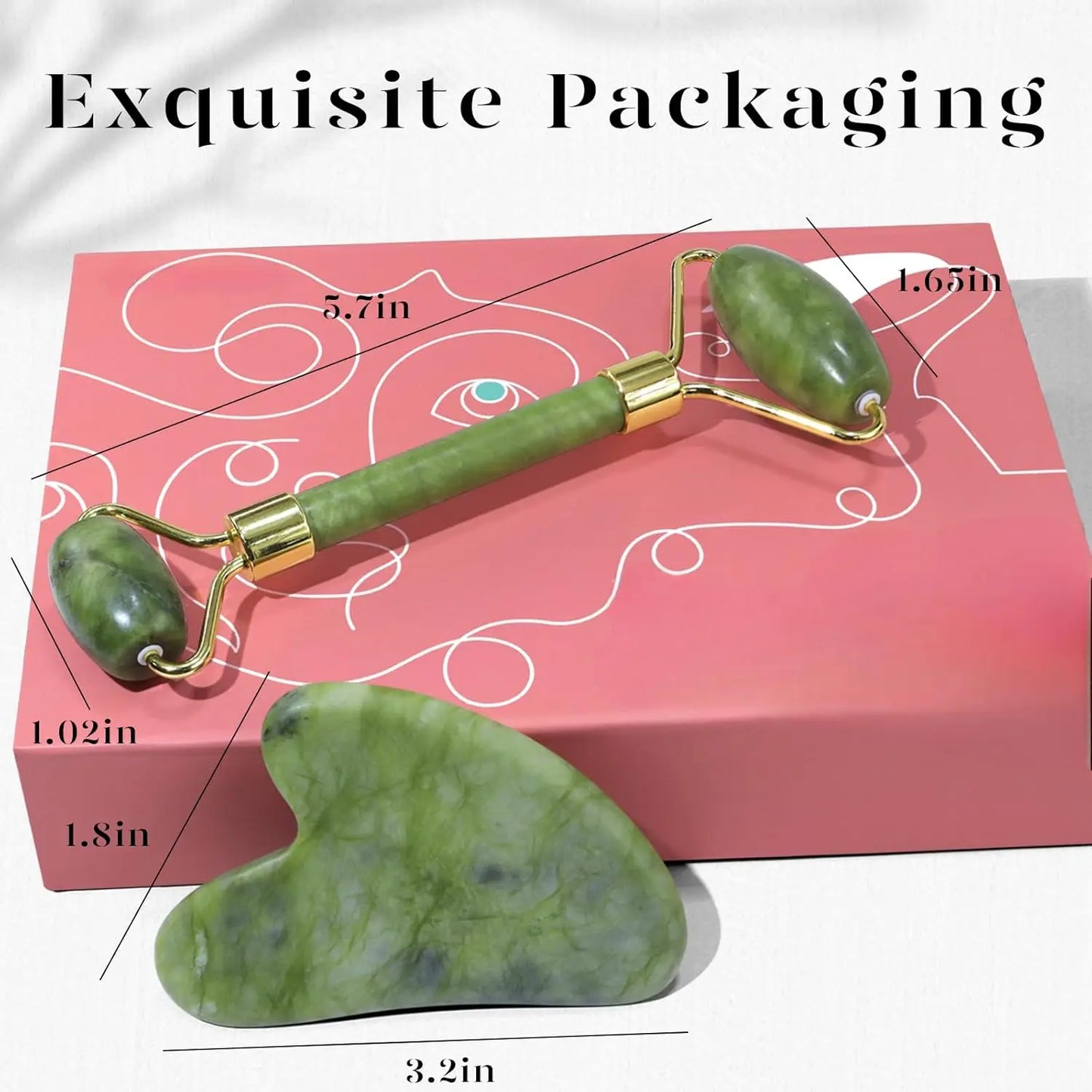 Gua Sha & Jade Roller Facial Tools Face Roller and Gua Sha Set for Puffiness and Redness Reducing Skin Care Routine, Self Care Gift for Men Women Comfort