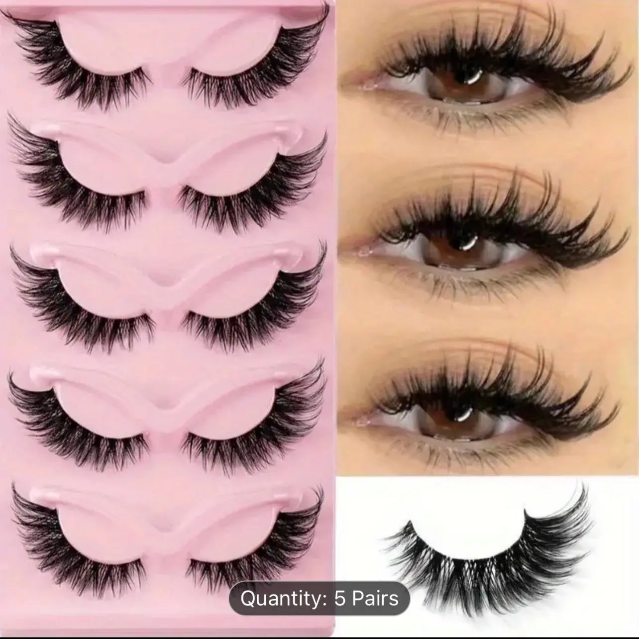 5 Pairs Natural False Eyelashes 3D Faux Mink Lashes for Beautiful Cat Eye Makeup - Cosmetic, Lash Extensions Eyelash Extension Eyelash Extensions Fluffy Realistic Eyelashes Extensions