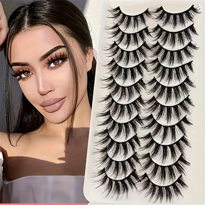 Natural Lashes Wispy Lashes Natural Look False Eyelashes Natural Flared Eyelashes False Eye Lashes Soft Fluffy Lashes 7 Pairs D-K06, Black