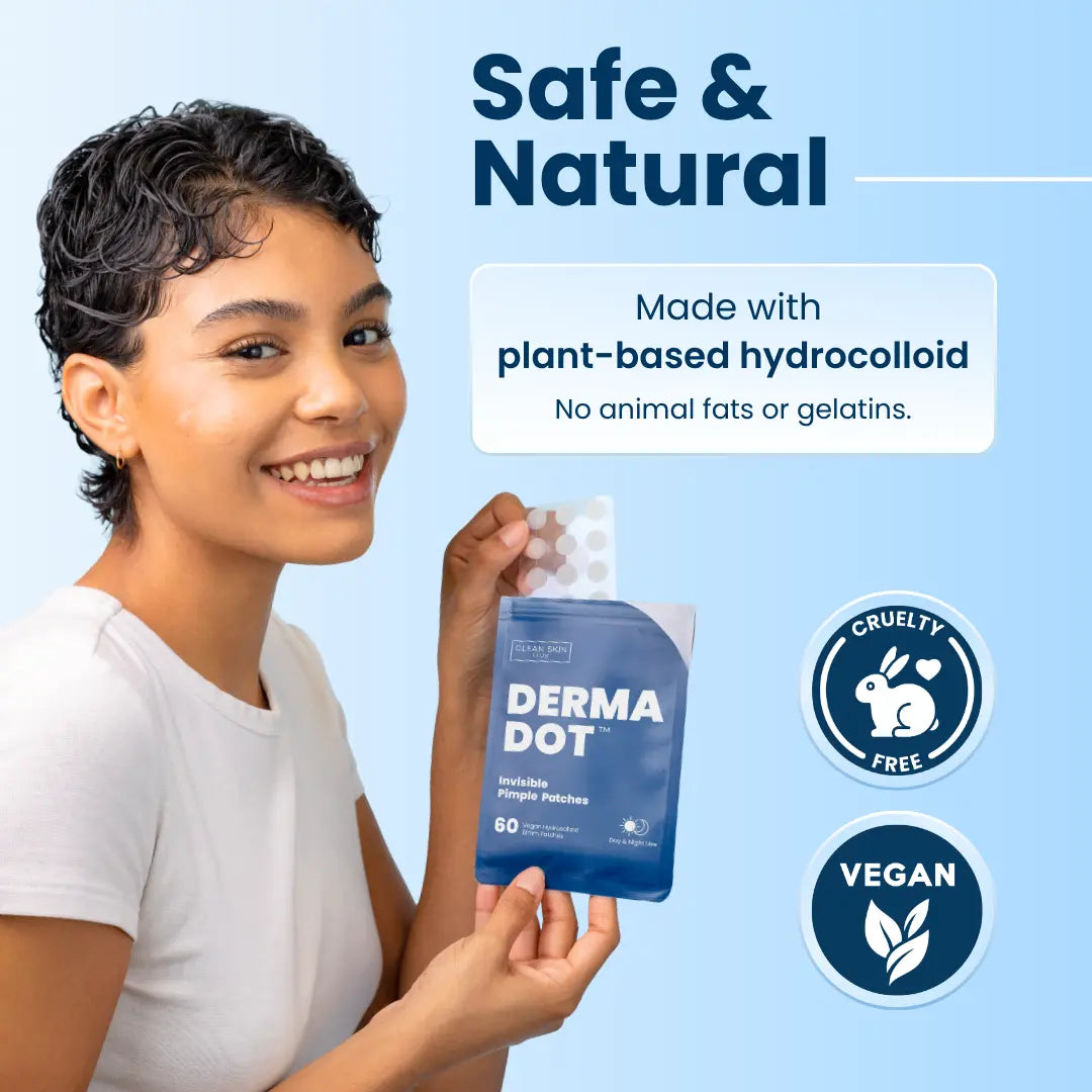 Clean Skin Club Derma Dot Invisible Pimple Patches 60 Vegan Hydrocolloid for Zits Blackhead Blemish Absorbing Face Sticker Skincare Treatment Non Toxic Ingredients Acne Blend Gentle Peel