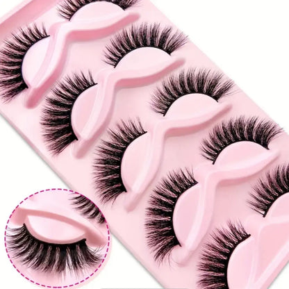 5 Pairs Natural False Eyelashes 3D Faux Mink Lashes for Beautiful Cat Eye Makeup - Cosmetic, Lash Extensions Eyelash Extension Eyelash Extensions Fluffy Realistic Eyelashes Extensions