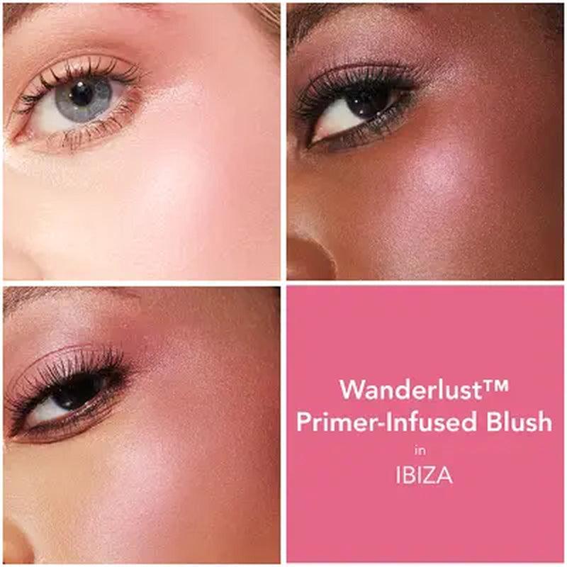 BUXOM Wanderlust Primer-Infused Blush - Blendable, Hyaluronic-Infused, Powder Blush, Luminous Finish, All Skin Types and Textures