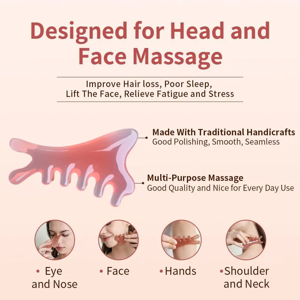 Summervibes Lymphatic Contour Face Brush Gua Sha & Facial Roller Set 4-In-1 Gua Sha Massage Comb for Jawline Sculpting Tension Relief Lymphatic Drainage Anti-Aging Tools for Face Neck Body Daily Firming Unisex Gift