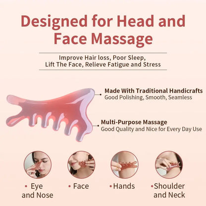 Summervibes Lymphatic Contour Face Brush Gua Sha & Facial Roller Set 4-In-1 Gua Sha Massage Comb for Jawline Sculpting Tension Relief Lymphatic Drainage Anti-Aging Tools for Face Neck Body Daily Firming Unisex Gift