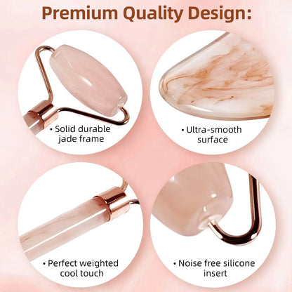 Summervibes Lymphatic Contour Face Brush Gua Sha & Facial Roller Set 4-In-1 Gua Sha Massage Comb for Jawline Sculpting Tension Relief Lymphatic Drainage Anti-Aging Tools for Face Neck Body Daily Firming Unisex Gift