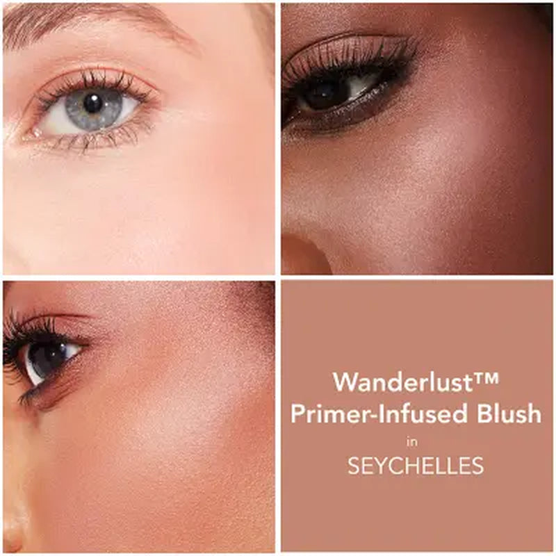 BUXOM Wanderlust Primer-Infused Blush - Blendable, Hyaluronic-Infused, Powder Blush, Luminous Finish, All Skin Types and Textures