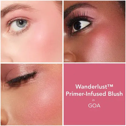 BUXOM Wanderlust Primer-Infused Blush - Blendable, Hyaluronic-Infused, Powder Blush, Luminous Finish, All Skin Types and Textures