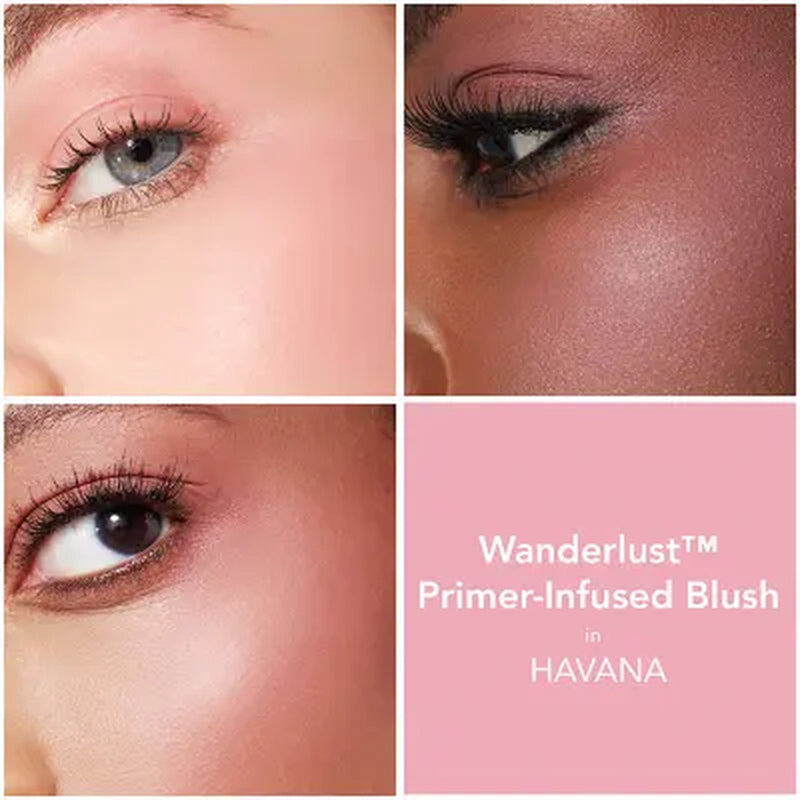 BUXOM Wanderlust Primer-Infused Blush - Blendable, Hyaluronic-Infused, Powder Blush, Luminous Finish, All Skin Types and Textures