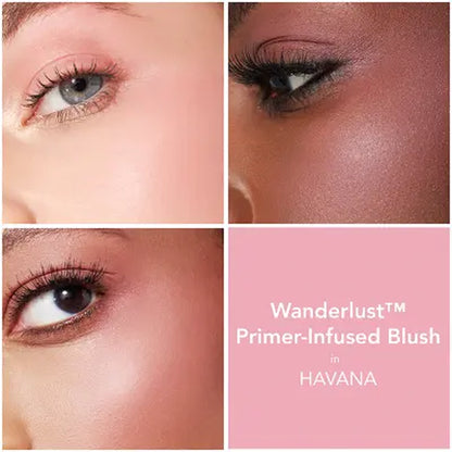 BUXOM Wanderlust Primer-Infused Blush - Blendable, Hyaluronic-Infused, Powder Blush, Luminous Finish, All Skin Types and Textures